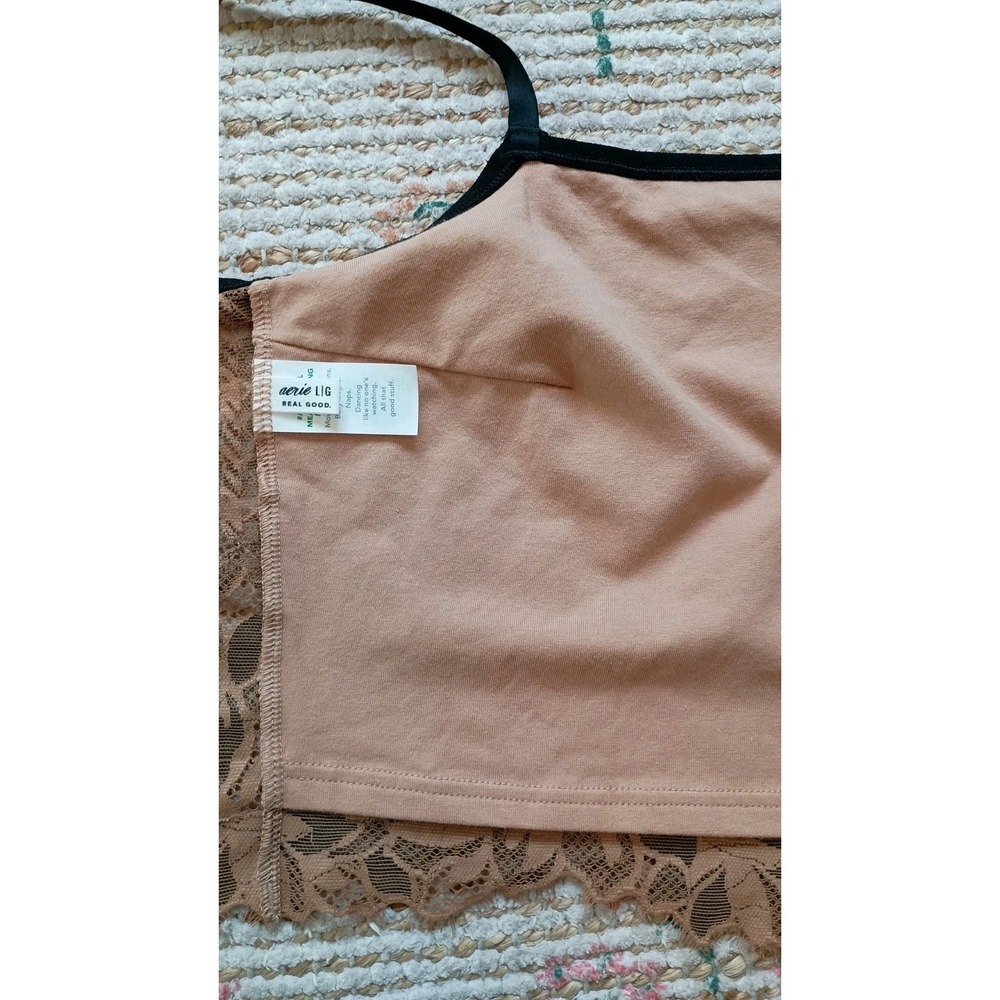 Aerie Lace Corset Bra Top Sz L NWT Tan Black Bustier Crop - Picture 7 of 10
